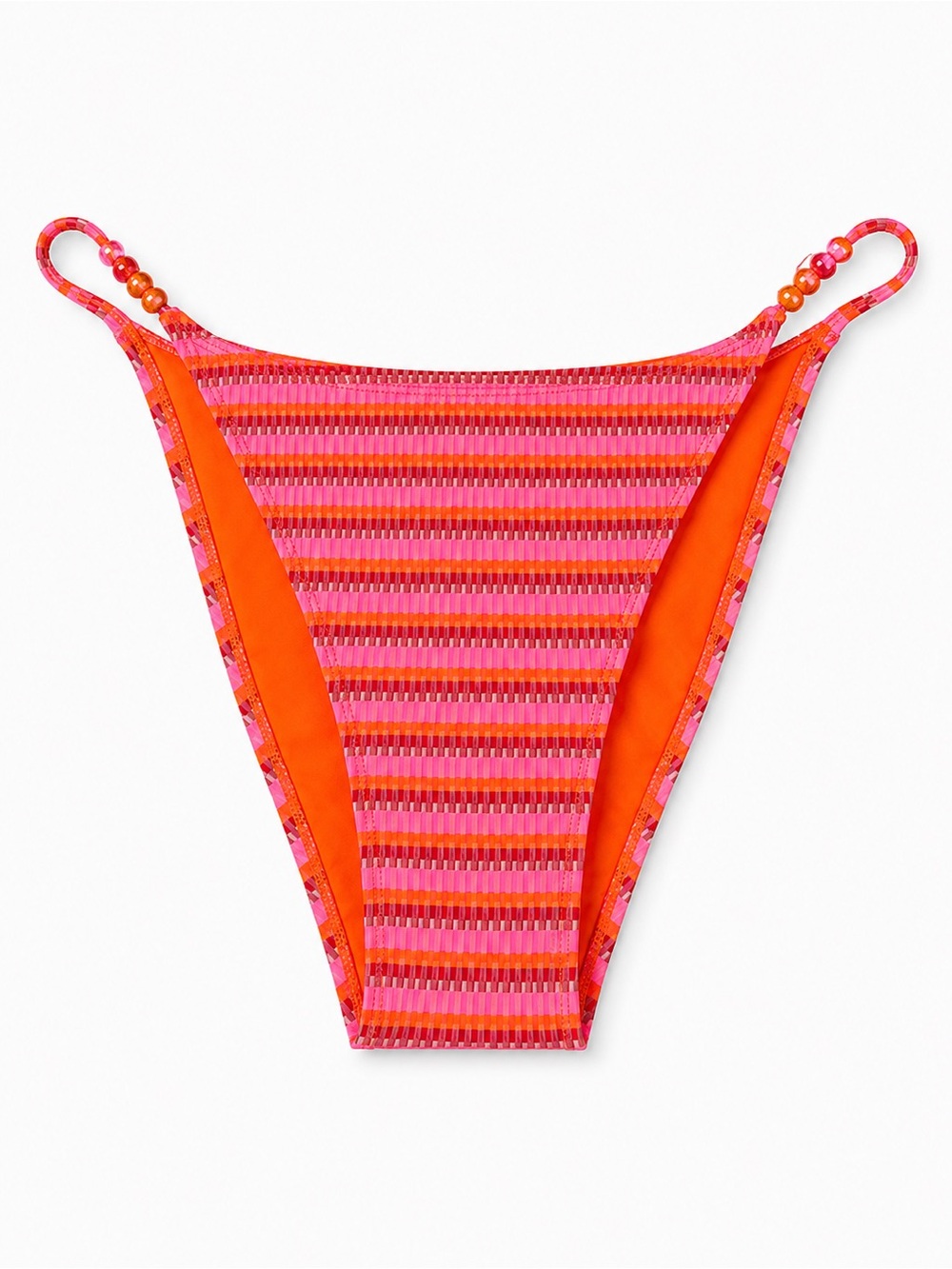 wild fable Pink & Orange Striped Bikini Bottom with Bead-Detail Sides